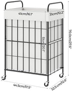 90L Laundry Hamper with Wheels, Laundry Basket with Handle and Liner Bag - Image 7