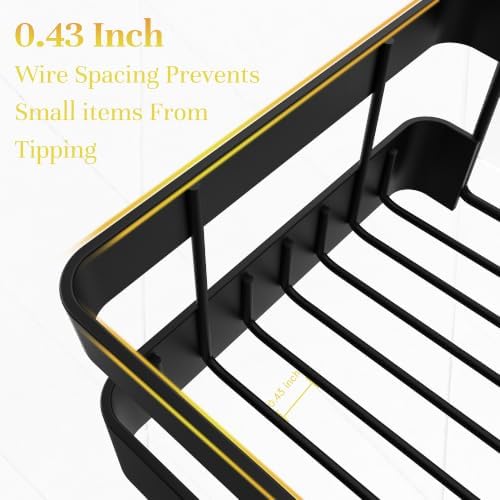 Heavy-Duty Adhesive Shower Caddy, Black Organizer - Image 4