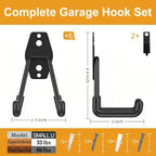 6-Pack Small Square Heavy Duty Garage Hooks, Ideal for Hanging Ladders, Bikes, Tools, Garage, Garden, Basement, Shed, Utility Room Storage (Black) - Image 2