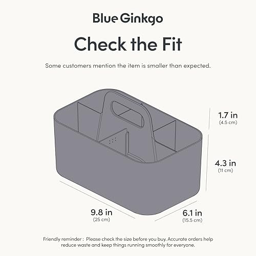 BLUE GINKGO Stackable Organizer Caddy, Rectangle, Dark Grey, Made in Korea - Image 3