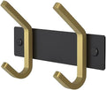 Small Coat Rack Wall Mount – Black and Gold Hook Rail with 2 Double Coat Hooks, 6 Inch Stainless Steel Wall Hooks for Entryway, Bathroom, Bedroom, Closet, Towel, Hat, Bag, Heavy Duty Organizer by SAYONEYES
