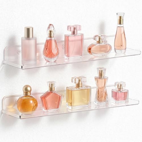 Lifewit Acrylic Floating Shelves for Bathroom 14" Clear, 2 Pack by Lifewit