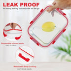 KOMUEE 30 Pieces Glass Food Storage Containers Set, Red - Image 3