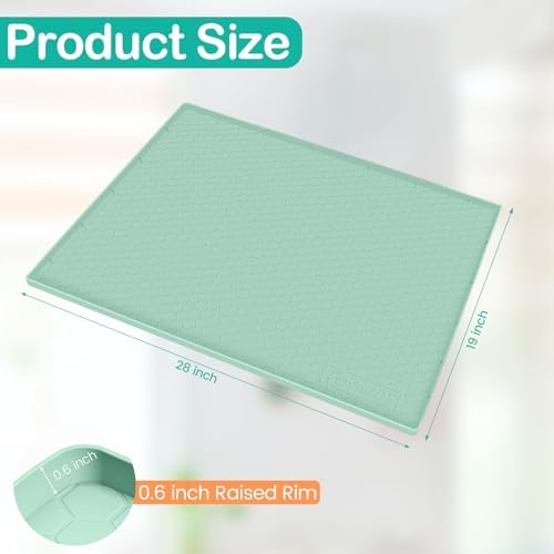 Silicone Under Sink Mat 28"x19", Waterproof Cabinet Liner, MintGreen - Image 2