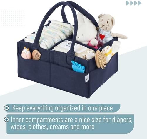 Mr. Pen- Baby Diaper Caddy Organizer, Navy Blue - Image 4