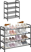KANAV 4-Tier Expandable Shoe Rack – Adjustable Shoe Organizer & Shoe Storage for Closet, Entryway, and Front Door – Space-Saving Shoe Shelf and Rack Organizer for Home - Black by Shoeracks