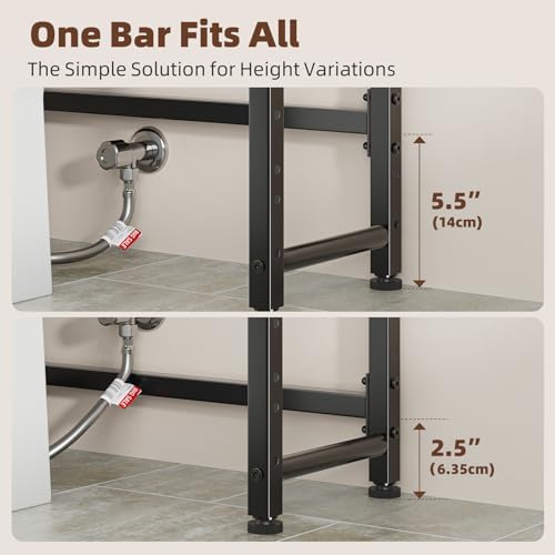 Ekisemio Over The Toilet Storage Rack, 4 Tier Over Toilet Shelf with Adjustable Feet, Freestanding Bathroom Organizer with Wooden Shelves, Hooks, Paper Holder, Vintage Brown - Image 5