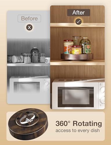 TIDITA 10" Rotating Wooden Lazy Susan Organizer for Cabinet (Walnut Color) - Image 2