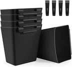 5 Pack Hanging Cup Holders, Multipurpose Rolling Cart Accessories Utility Cart Accessories For Art Craft Supplies, Space Saving Hanging Storage Basket Pencil Holder Makeup Organizers (Black) by LEZIOA