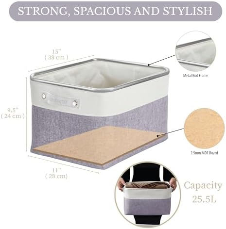DECOMOMO Storage Bins, Large Fabric Storage Baskets for Shelves 3 Pack - Image 3