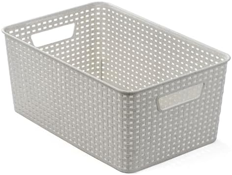 BINO | Plastic Storage Baskets, 13.5 Liter - 3 Pack, Natural Grey | THE WOVEN COLLECTION | Storage Basket for Shelves | Woven Storage Baskets for Organizing Bins Pantry Shelf Organizer | Container Bin - Image 5