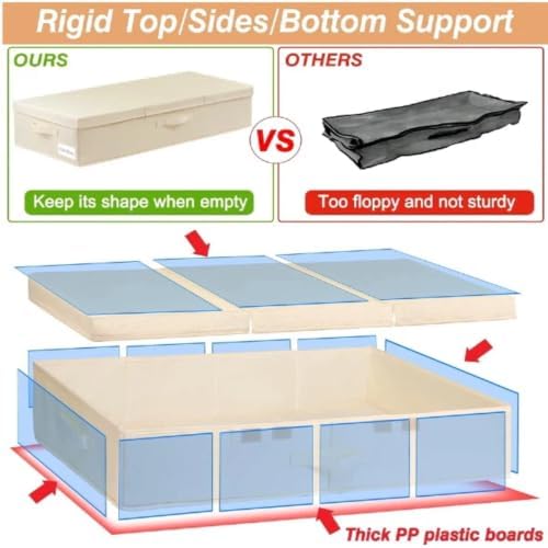 punemi 6 in Tall Under Bed Storage, Wedding Dress Box, 2 Pack, Beige | Sturdy Lids & 3 Handles, for Wedding Gowns, Evening Gowns & Heirlooms, Closet & Bedroom Organization - Image 4