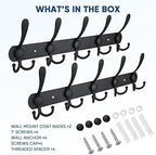 TICONN Wall Mounted Coat Rack, Five Heavy Duty Tri Hooks All Metal Construction for Jacket Coat Hat in Mudroom Entryway (Matte Black, 2-Pack) - Image 5