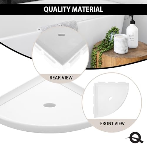 Questech 10" Corner Shower Shelf - Lugged for New Construction, Shower Organizer for Tiled Walls, Corner Caddy Soap Dish Bathroom Storage, Metro Lugged, Bright White Matte - Image 3