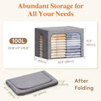 Lifewit 3 Pack Clothes Storage Bins with Metal Frame, Stackable Storage Box - Image 4