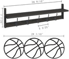 BAMEOS Wall-Mounted Shelf with Hooks - 28.9 Inch Entryway Hanging Shelf with 5 Dual Hooks for Bathroom, Living Room, Bedroom (Black) - Image 5