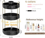 360° Rotating Makeup Organizer, Upgraded 3 Tier Skincare Perfume Organizers for Women, Bathroom Organizer Countertop, Clear Cosmetic Dresser Organizer with Makeup Brush Holder, Sink&Counter(Black) - Image 2