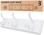 Badiano Heavy Duty Wooden Coat Rack, Wall-Mounted Organizer,14 Inch, White by BADIANO