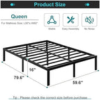 Maenizi 16 Inch Queen Bed Frame Heavy Duty Metal Support Up to 3000 lbs - Image 2