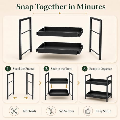 2 Tier Mens Bathroom Counter Shelf Organizer for Skincare Makeup - Image 4