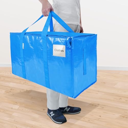 TICONN 4 Pack Extra Large Moving Bags Heavy Duty with Zippers & Carrying Handles, Durable Storage Bags Moving Boxes for Closet Organizers and Storage (4 Pack, Sky Blue) - Image 2