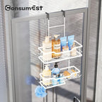 Consumest Over Door Shower Caddy - 2 Tier Shower Shelves Hanging with Soap Holders, Large Capacity Shower Organizer with 4 Hooks, Bathroom Rack and Storage, White - Image 4