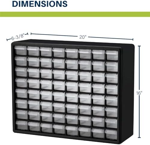 Akro-Mils 64-Drawer Plastic Drawer Storage Cabinet for Garage Organization, Bead Organizer, Building Bricks Storage, Teacher Toolbox, Makeup Organizer, 20-Inch W x 6-Inch D x 16-Inch H, 10164 White - Image 2