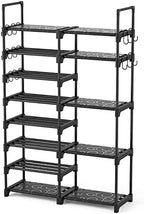 ROJASOP Shoe Rack Organizer, 8-Tier Metal Shoe Rack for Closet Entryway Garage, 26-32 Pairs Tall Shoe Boot Storage Shelf with 15 Hooks, Stackable Large Shoe Stand by ROJASOP