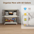 Collapsible Storage Bins with Lids and Front Doors, Heavy-Duty Stackable Plastic Organizers, Folding Utility Storage Boxes for Garage, Office, Pantry and Home (2, White, 30 Gal/Rack) - Image 4