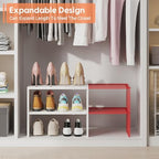 2-Tier Expandable White Shoe Rack Organizer for Closet, Stackable Shoe Rack Storage Shelf, Small Iron Wood Combination Shoe Shelves for Closets,Entryway,Front Door, Narrow Space,Hallway,6-12 Pairs - Image 3