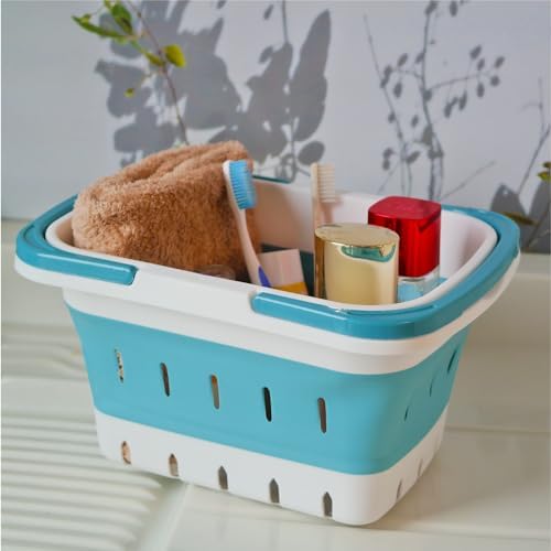 Portable Folding Plastic Bath Caddy with Handle, Perforated, Travel Bathroom Organizer for Bedroom, Bathroom, Shower, Dorm Room, Camping and RV Use (Orange, 1 pack) - Image 6