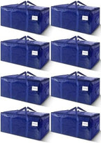 8 Pack Extra Heavy Duty Large Moving Bags with Strong Zipper & Carrying Handles, Sturdy Clothes Storage Bags Totes Bins, Packing Bag Move Boxes College Moving Supplies, Dark Blue - 24 gal by WTREE