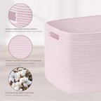 60L Woven Laundry Basket Hamper with Handles, Pink - Image 4