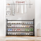 Bumusty 5 Tier Long Expandable Shoe Rack for Closet, Black - Image 6