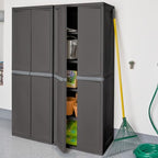 Sterilite 4 Shelf Cabinet, Lockable Utility Storage, Gray - Image 2