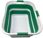 SAMMART 42L (11 Gallon) Collapsible Plastic Storage Basket - Foldable Pop Up Storage Container/Hamper - Portable Laundry Organizer - Space Saving (White/Winter Green, 42L (Style A)) by SAMMART