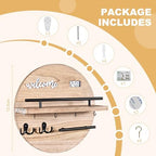 Key Holder for Wall Decorative, Key Hooks Wall Mounted with Shelf and Wooden Key Holder Round Key Hooks for Entryway Mudroom Hallway Kitchen Office (Wood) - Image 6
