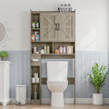 Vabches Over The Toilet Storage Cabinet with 2 Barn Doors, Grey by Vabches