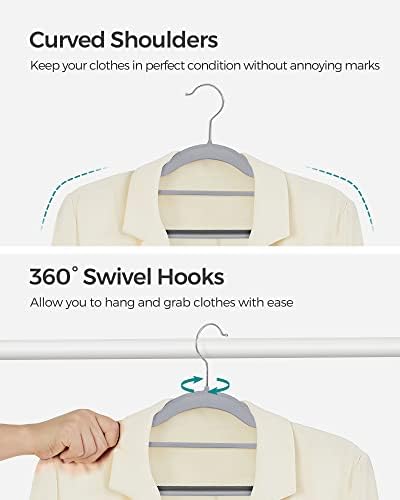 SONGMICS Pack of 100 Coat Hangers, Space-Saving Plastic Clothes Hangers | Non-Slip, 0.2 Inches Slim, 16.5 Inches Wide, 360° Swivel Silver Hook, Light Gray and Dark Gray, UCRP020G010 - Image 4