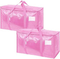 TICONN 2 Pack Extra Large Moving Bags Heavy Duty with Zippers & Carrying Handles, Durable Storage Bags Moving Boxes for Closet Organizers and Storage (2 Pack, Pink) by TICONN