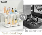Bathroom Organizer Countertop Perfume Organizer Makeup Organizer Cosmetics Storage Display Rack Vanity Tray Dresser Stainless Steel Gold Shelf White Marble Ceramic Tray - Image 4