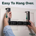 Over The Door Broom and Mop Holder, Heavy Duty Stainless Steel Organizer with 4 Slots and 3 Hooks, No Drilling Space Saving Tool Hanger for Kitchen, Laundry Room, Closet, and Garage - Black - Image 6