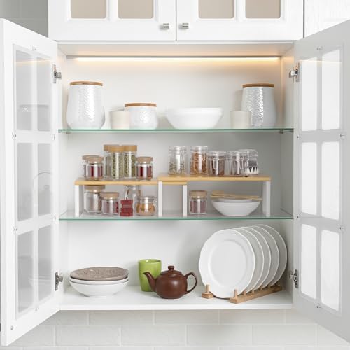 NEX Bamboo Cabinet Organizer Shelf, Kitchen Counter Shelves Set of 2 - Image 2