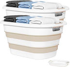 OOAMBB 43L(11.5Gallon) Collapsible Plastic Laundry Baskets (Beige, 2 Packs) by OOAMBB