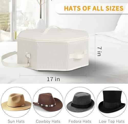 Hat Storage Box for Women and Men, Hat Box for Travel and Storage - Image 3