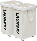 CHICVITA 75L Laundry Basket with Wheels & Handle 2-Pack, Wash Bags, White by CHICVITA