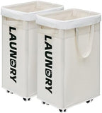 CHICVITA 75L Laundry Basket with Wheels & Handle 2-Pack, Wash Bags, White by CHICVITA