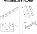 Badiano Heavy Duty Wooden Coat Rack, Wall-Mounted Organizer, 24 Inch, Black - Image 7