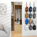 HapiRm Over Door Hat Rack - 3 Packs Hat Organizer with 12 Hooks Design, Hanging Baseball Cap Organizer Storage Holds Up to 60 Caps for Door, Bedroom, Closet (Brown) - Image 4