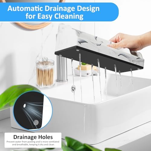 Bathroom Organizer Countertop, White Marble Toothbrush Holders for Bathrooms with 3PCS Qtip Holder Dispenser, Toothbrush and Toothpaste Holder for Bathroom Counter Organization Storage Vanity - Image 5